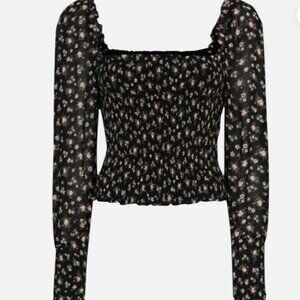 Reformation Pinto Shirred Floral Print Blouse